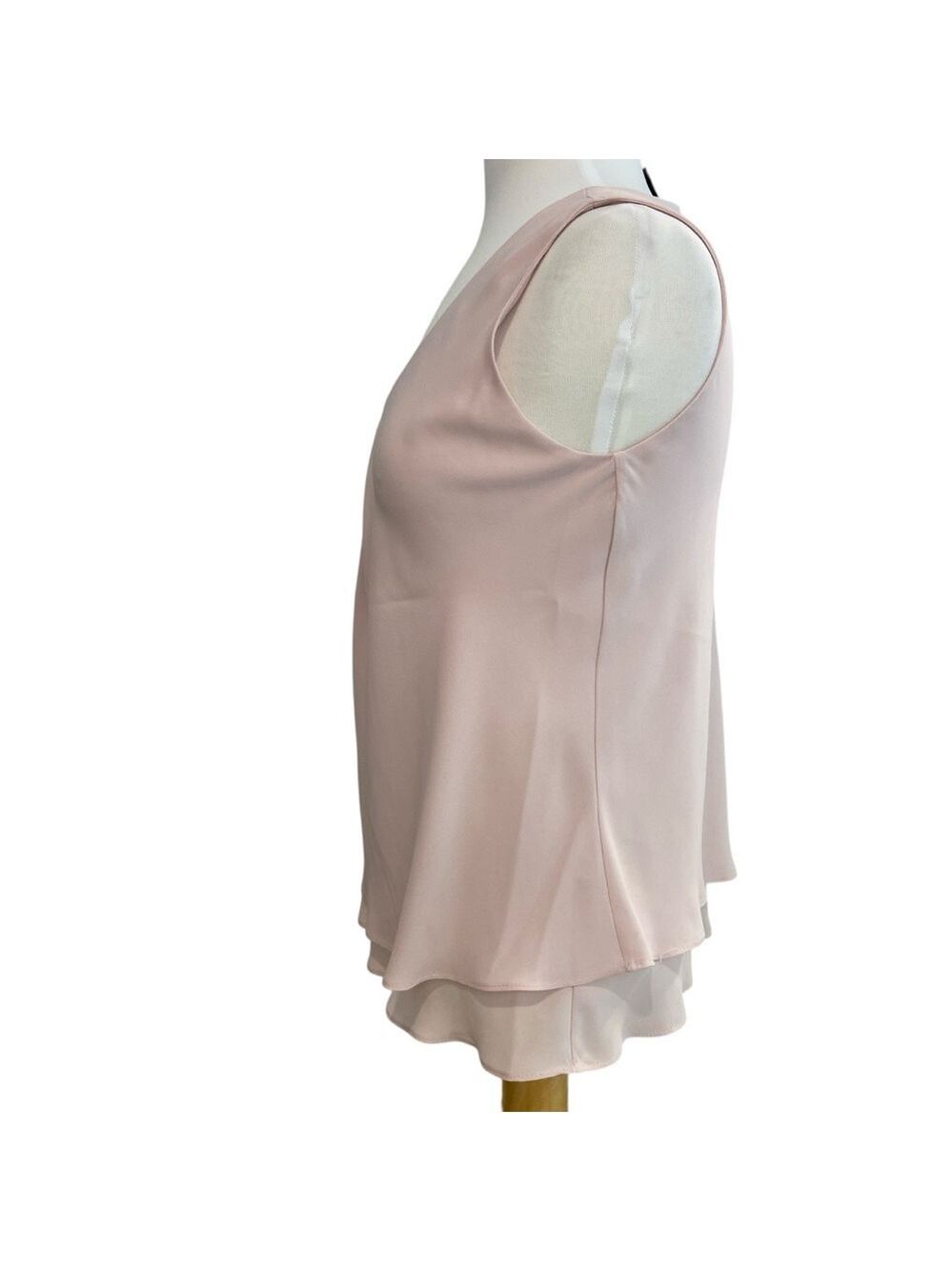 Frank Lyman Designer flowy chiffon top powder pink sleeveless V neckline size 2 - Picture 6 of 14